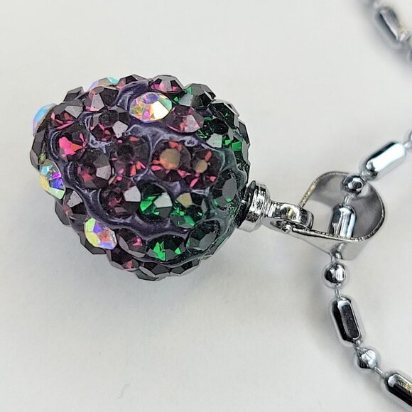 Heart Style Purple and Green Crystal Rhinestones Pendant Necklace - Picture 1 of 7